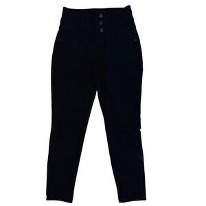 The Chic Womens High Waisted Skinny Pants Black Triple Button Size 3/26